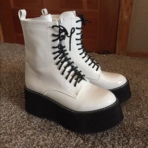 Koi footwear white platform boots.
